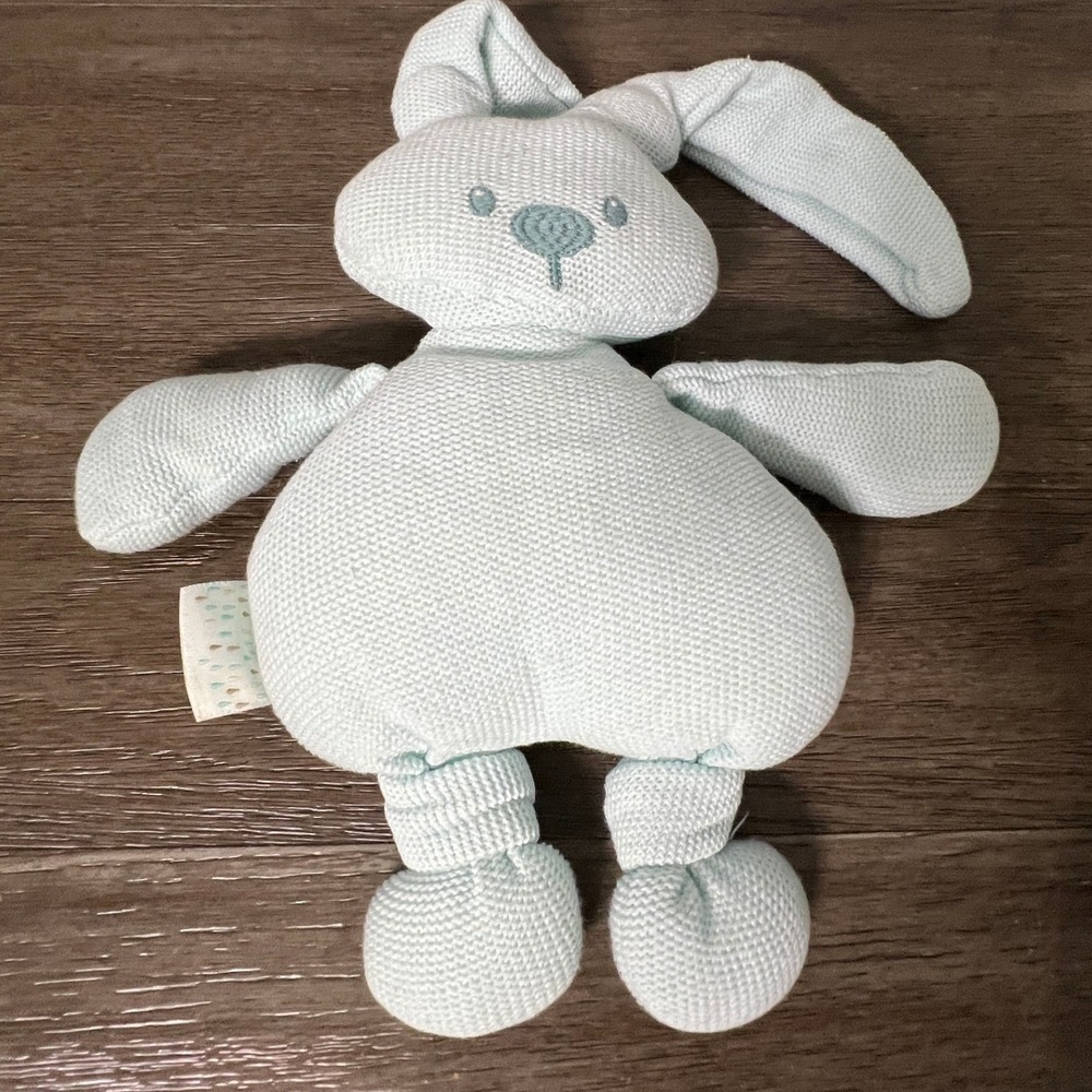 Nattou Blue Knit‎ Bunny Rabbit Plush Stuffed Animal Toy Baby Kids